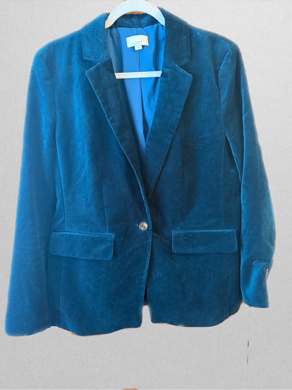 LOFT Deep Teal Velvet Single-Button Blazer